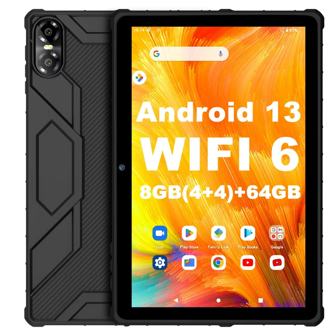 🔥 PRITOM 10" Android 13 Tablet | 8GB RAM + 64GB (1TB Expandable) | WiFi 6, Dual Cameras & Speakers | Mechanical Style Case Included
