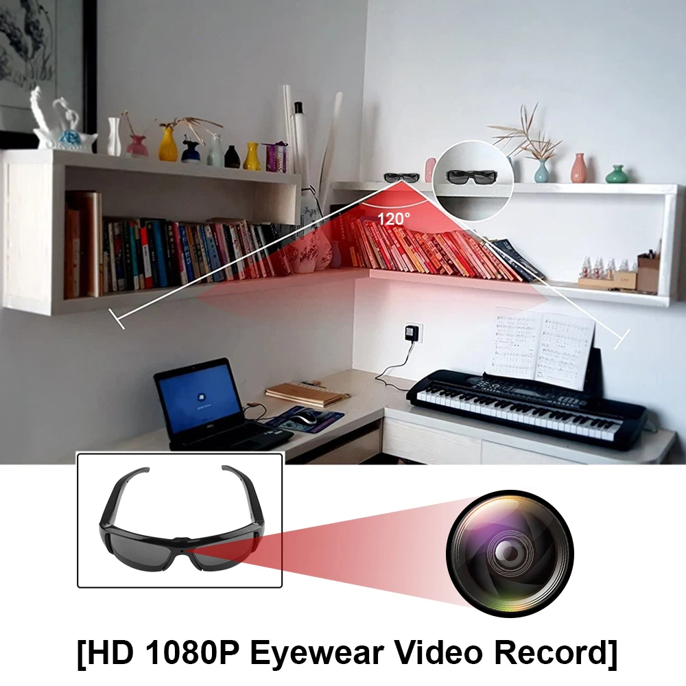 Glasses Camera HD 1080P Video Take Photo Outdoor Video Recorder Cycling Wearable Protable Mini Camera One Button Control